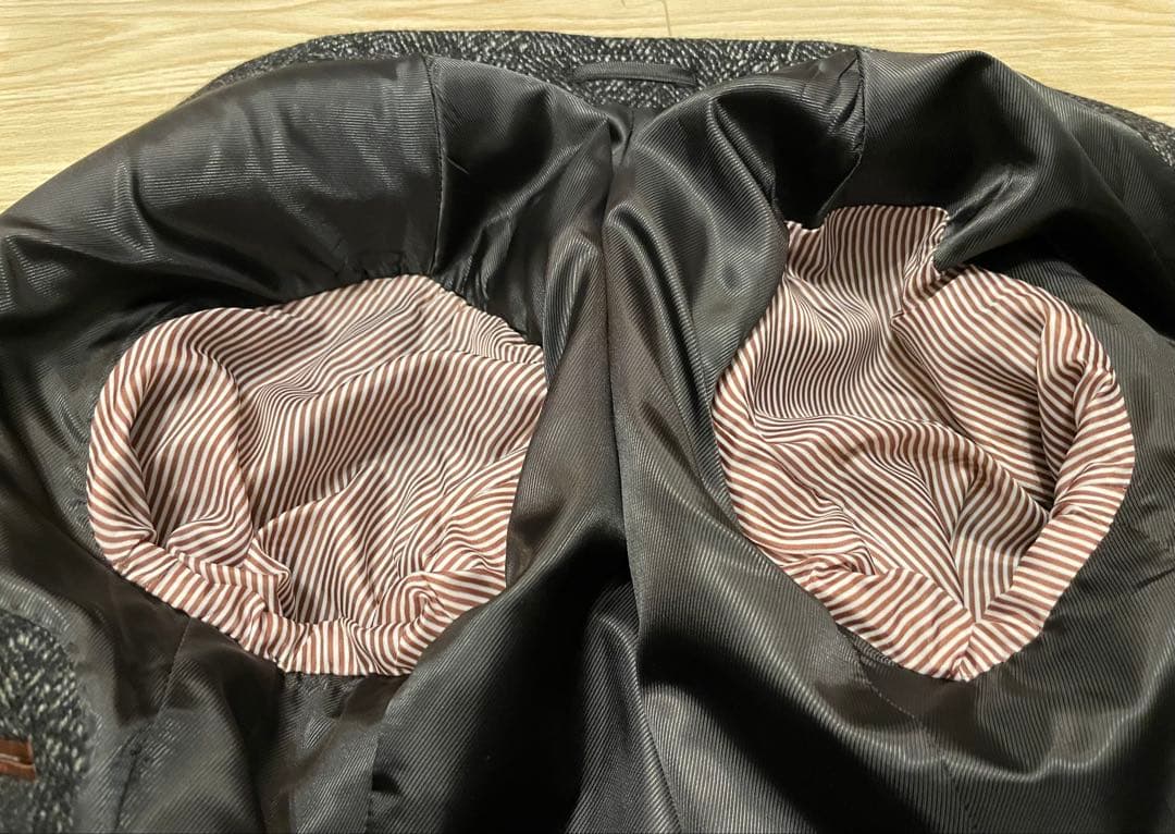 【美品】TRUSSARDI 伊 ヘリンボーン ウールブレンド チェスターコート