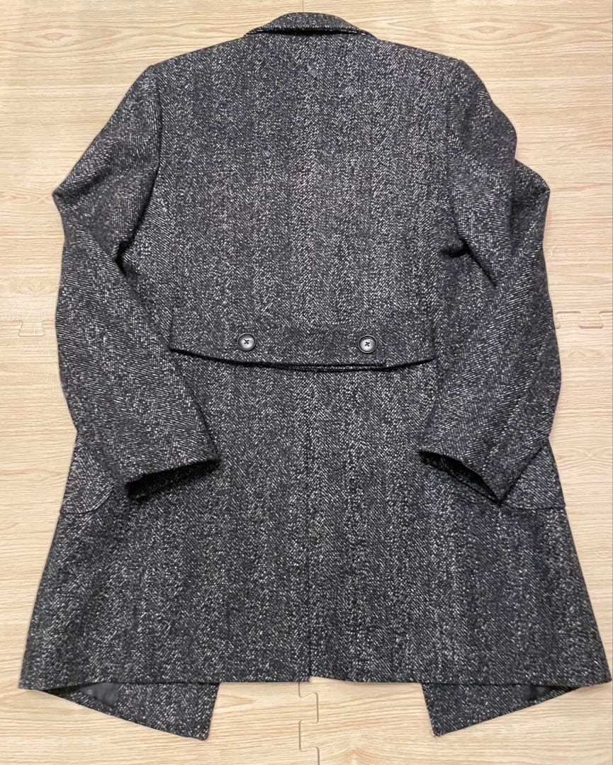 【美品】TRUSSARDI 伊 ヘリンボーン ウールブレンド チェスターコート