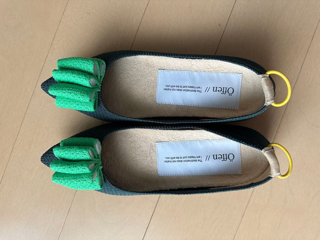 靴 pointed-CURLS / GREEN & LIGHT GREEN