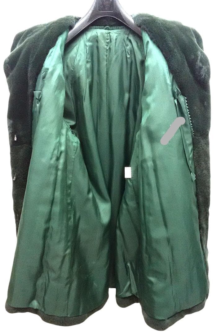 MG　Sable　毛皮　染めコート　ヌートリア？　ダークグリーン 　ハーフコート