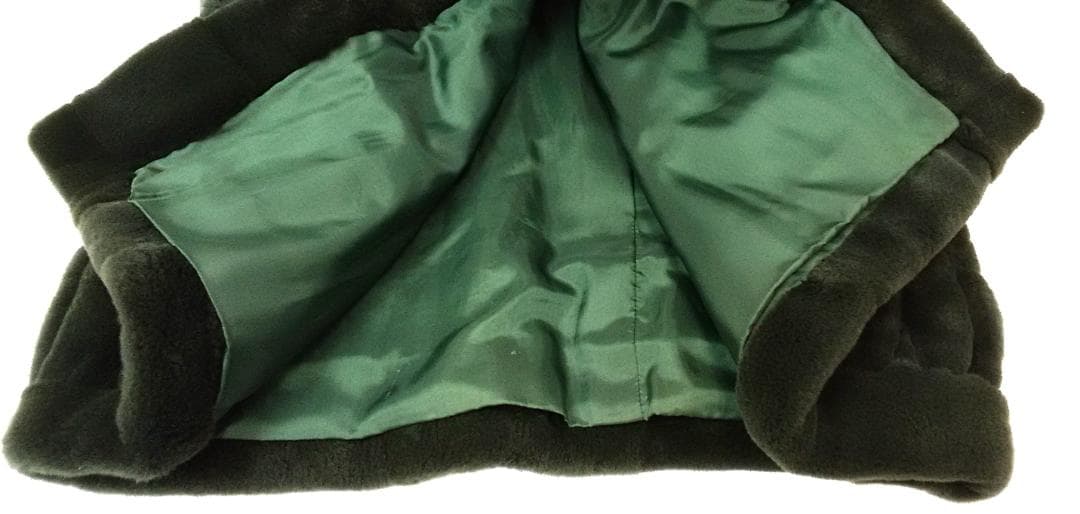 MG　Sable　毛皮　染めコート　ヌートリア？　ダークグリーン 　ハーフコート