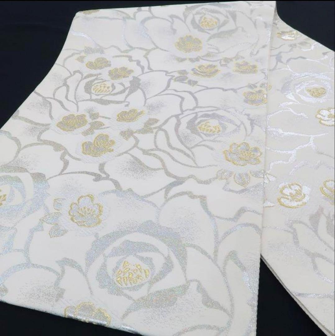 薔薇着物 正絹\"特別な色で満開のバラの園\"袋帯