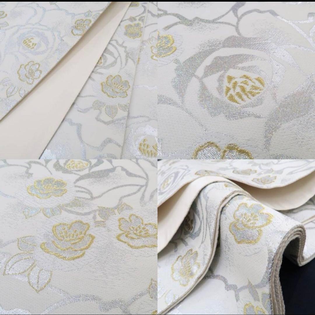 薔薇着物 正絹\"特別な色で満開のバラの園\"袋帯