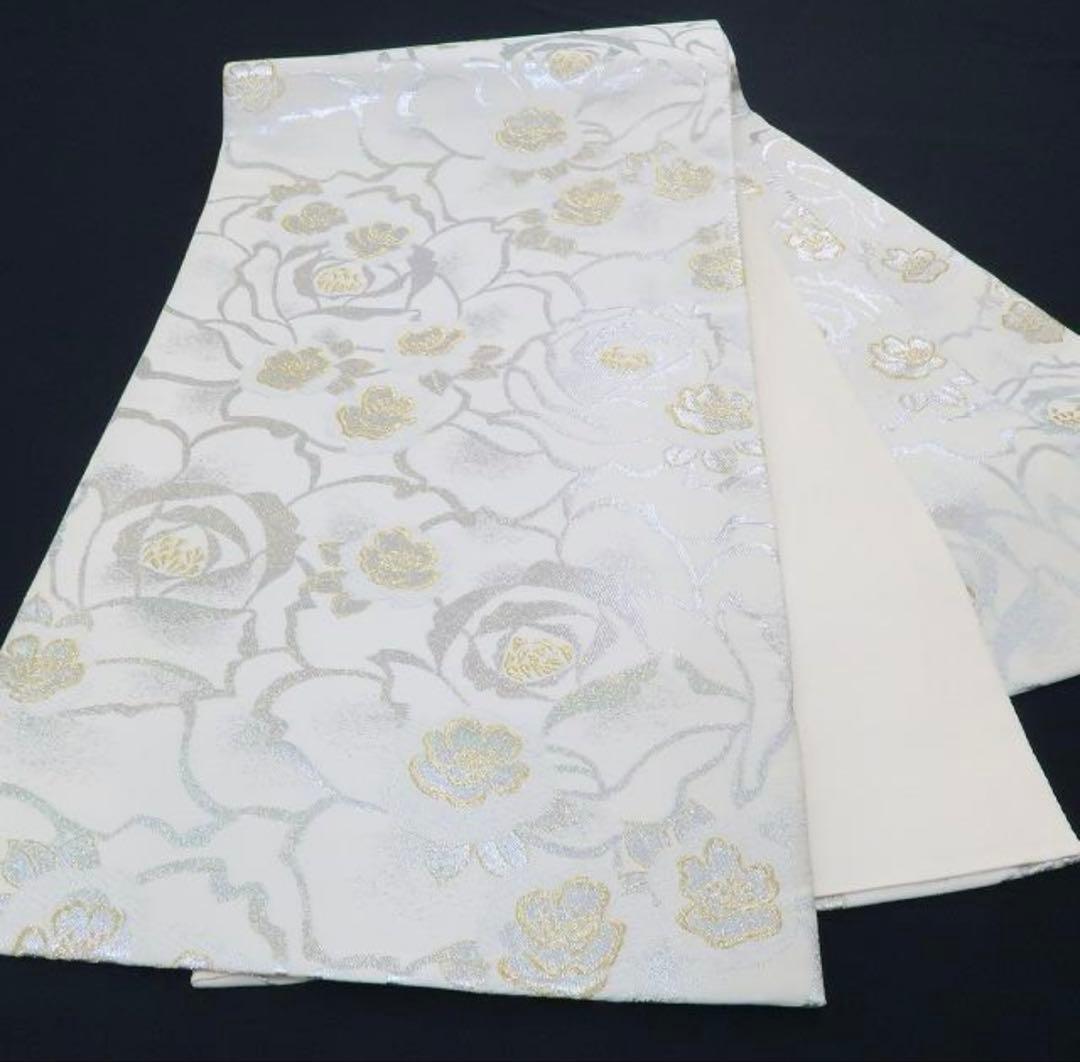 薔薇着物 正絹\"特別な色で満開のバラの園\"袋帯