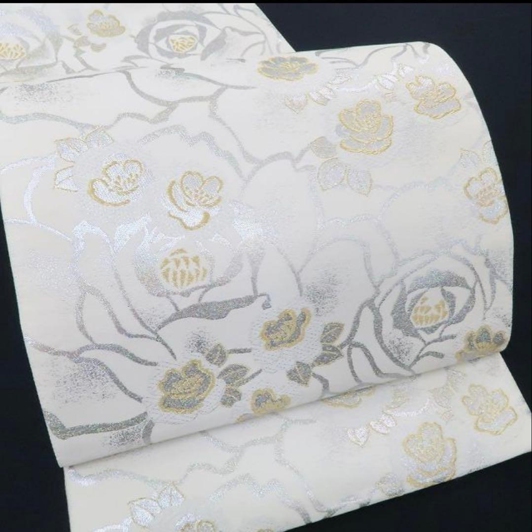 薔薇着物 正絹\"特別な色で満開のバラの園\"袋帯