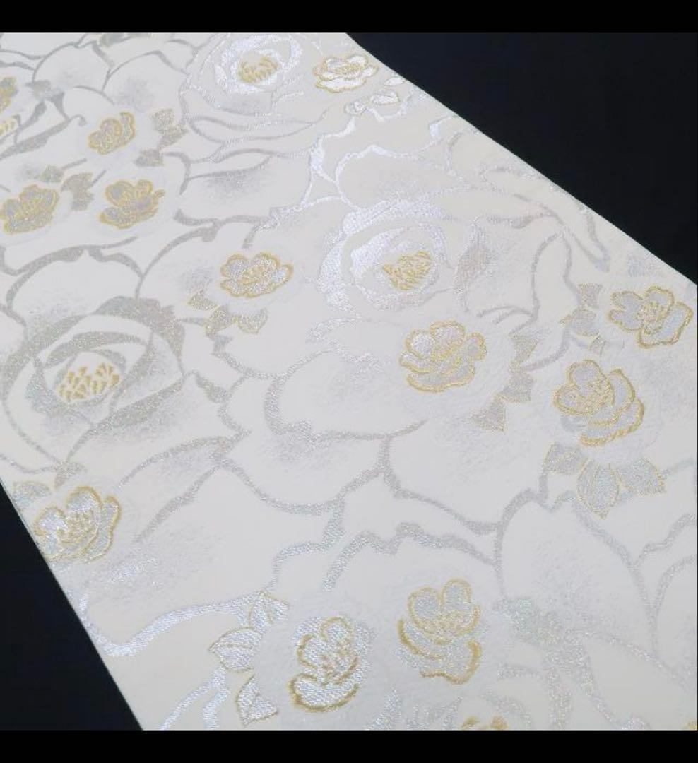 薔薇着物 正絹\"特別な色で満開のバラの園\"袋帯