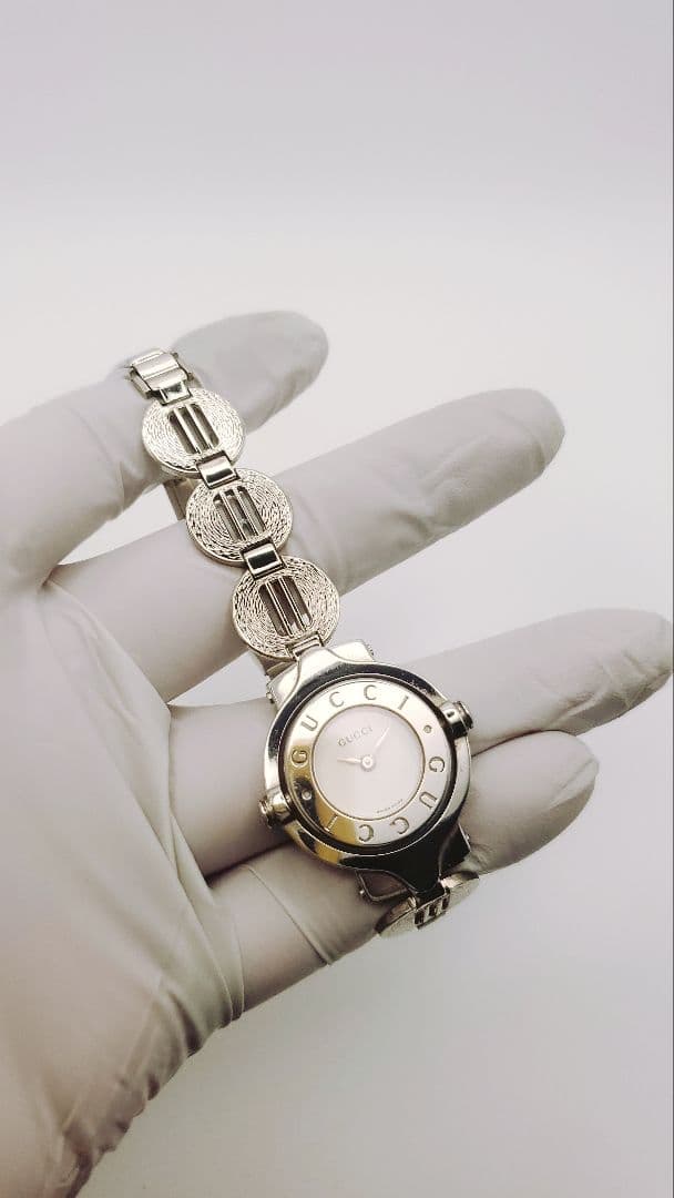 【稼働品】GUCCI アナログクォーツ腕時計 シルバー
