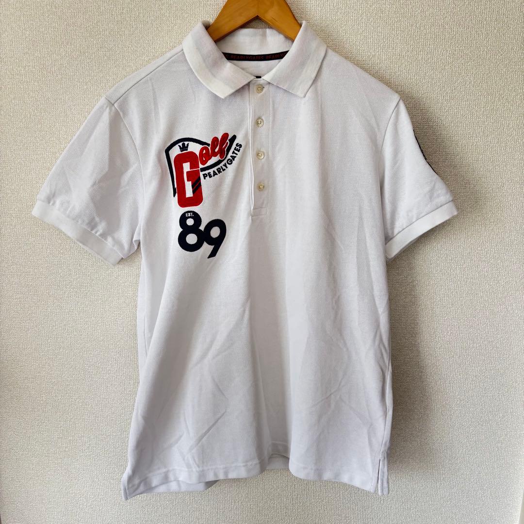 PEARLY GATES ゴルフポロシャツ ウェア　ホワイト　白　ロゴ　L