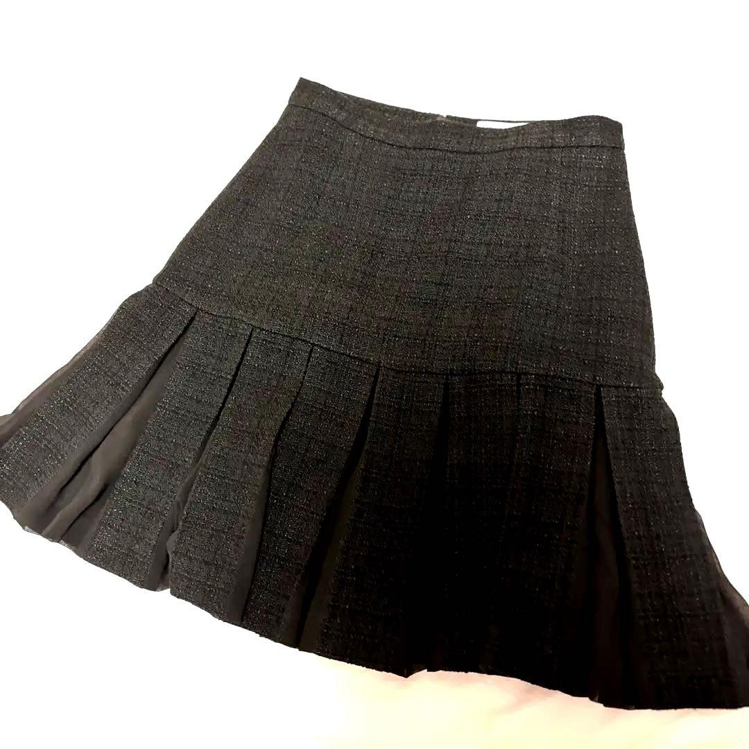 SANDRO ブラック ツイード プリーツミニスカート FR34
