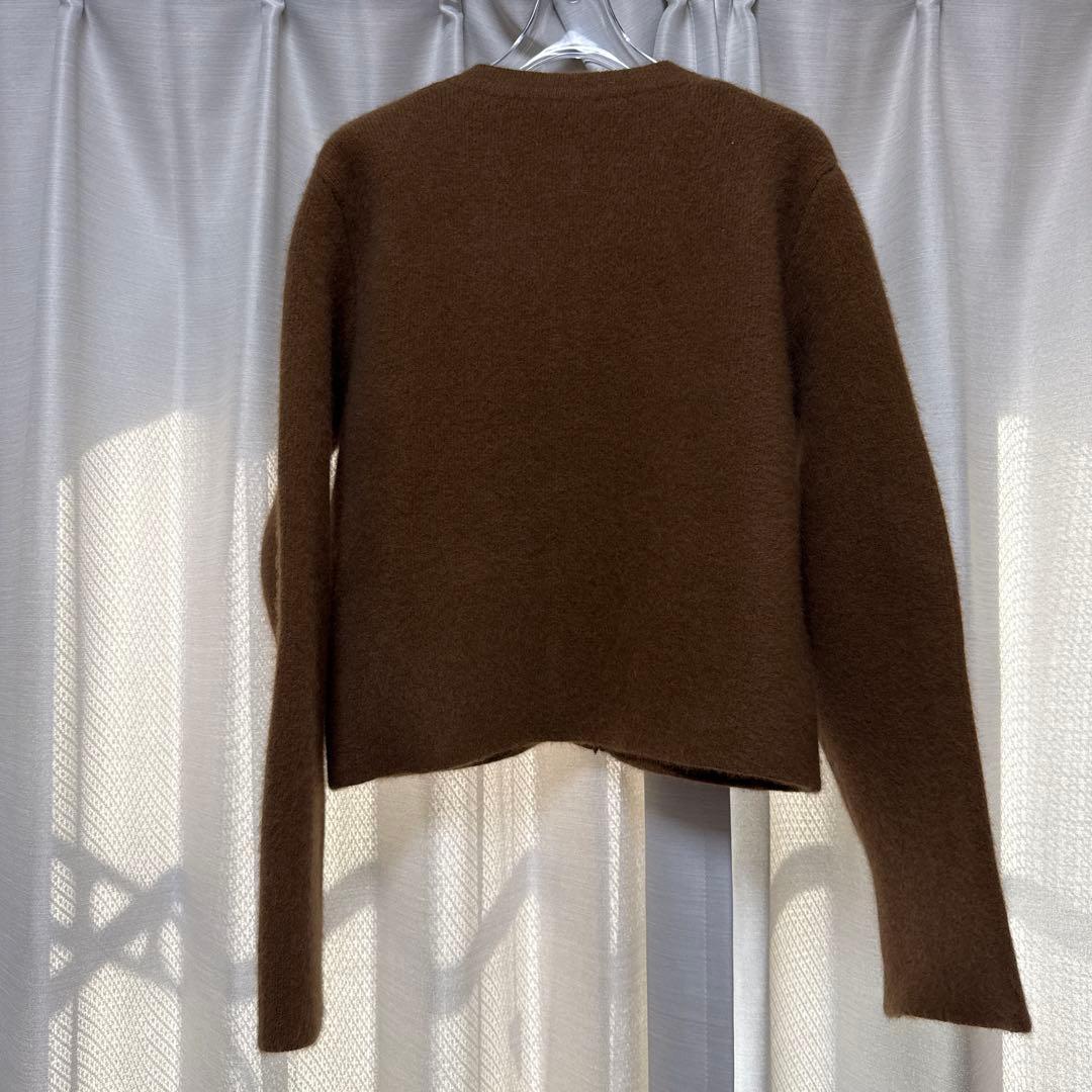 新品試着のみanuans ラクーンブレンドノーカラーニットジャケット　キャメル