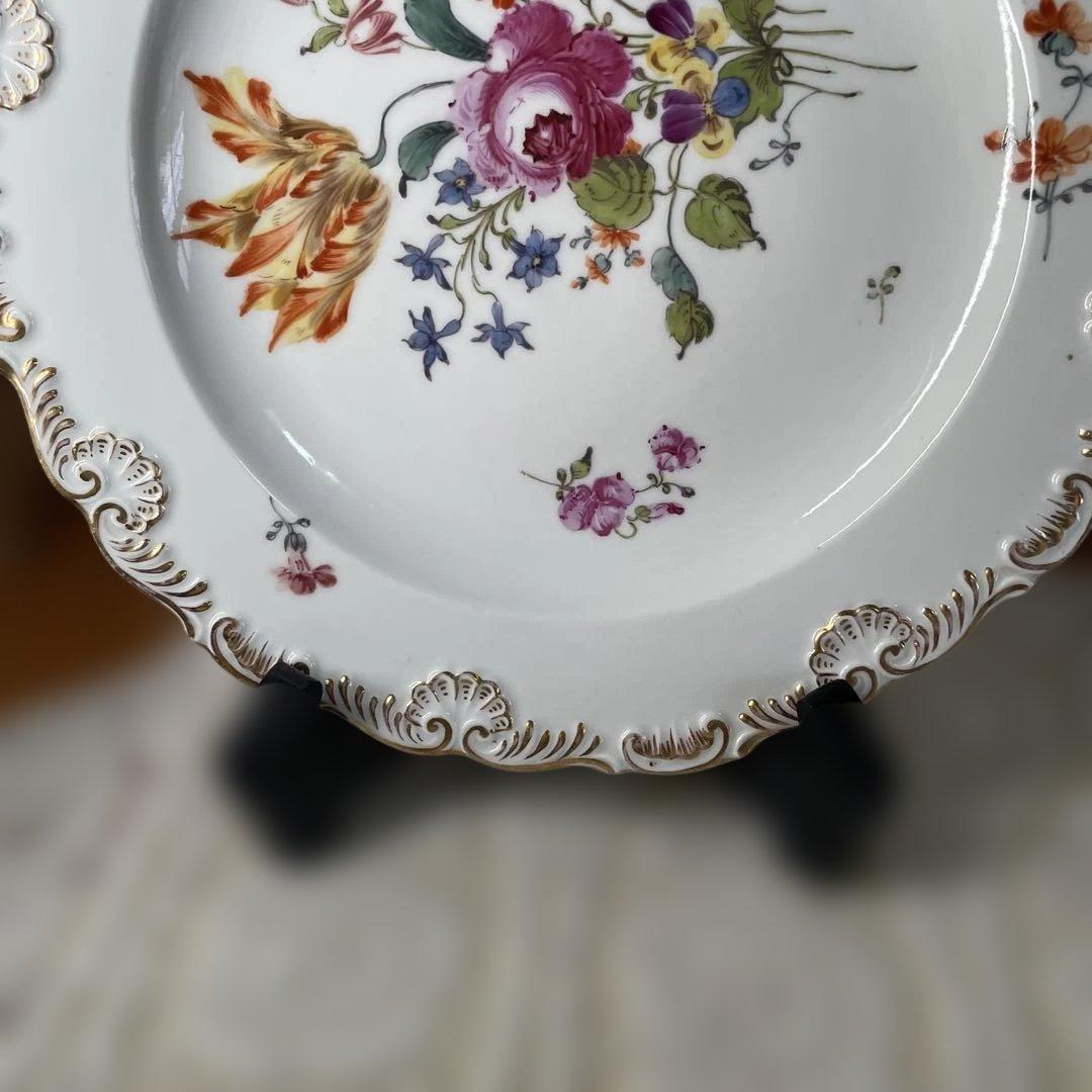 マイセン　アンティーク 花柄の陶磁器プレート