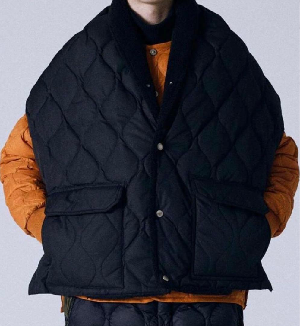 タイオン ミリタリーリバーシブル ダウン×ボア ストール ブラック　ユニセックス