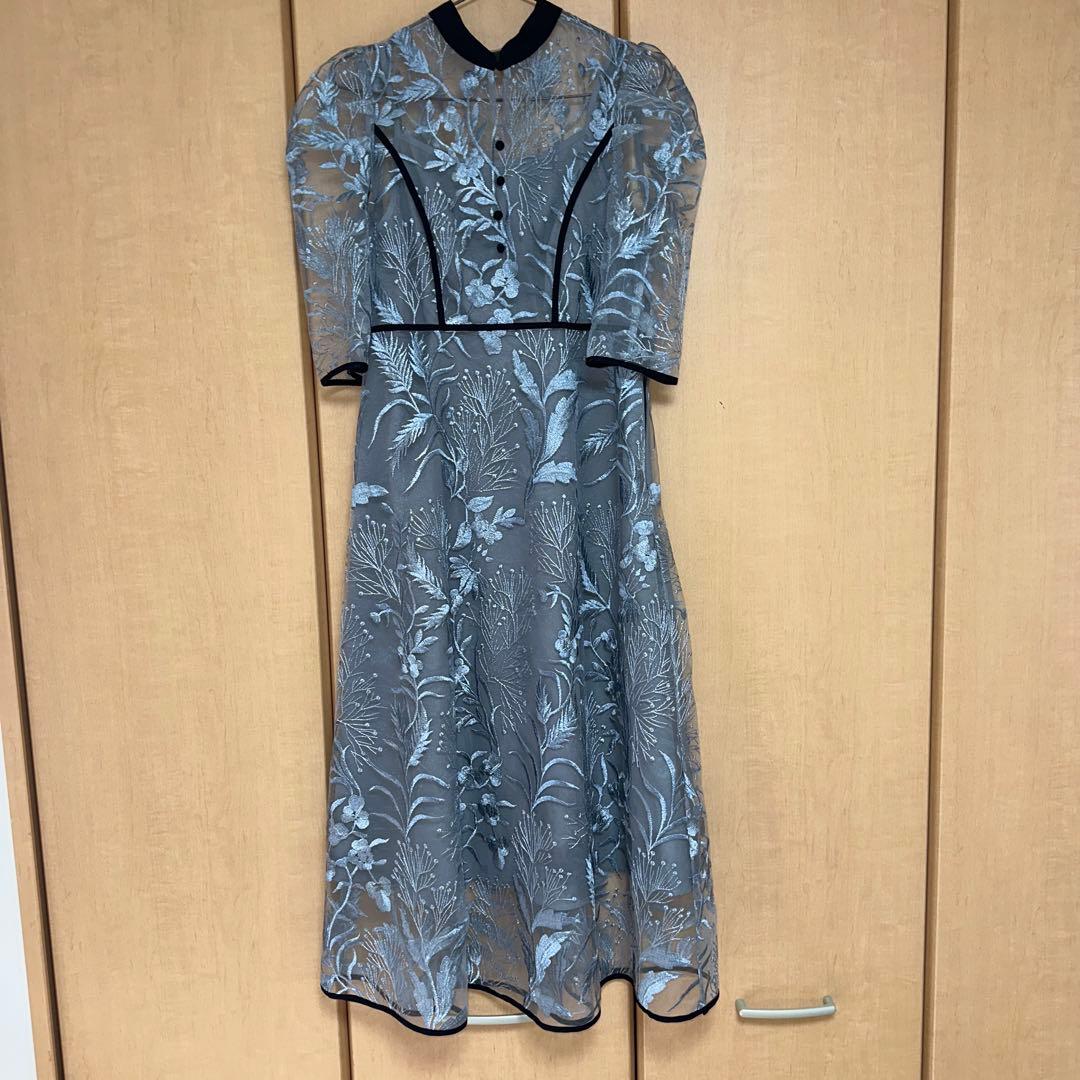 leja 花柄チュールパフスリーブワンピースドレス