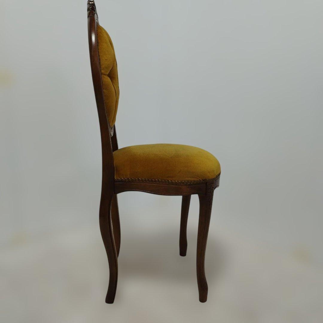 【引き取り歓迎】アンティーク調 ダイニングチェア 椅子 マスタード 猫足