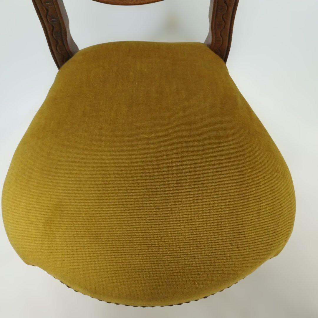 【引き取り歓迎】アンティーク調 ダイニングチェア 椅子 マスタード 猫足