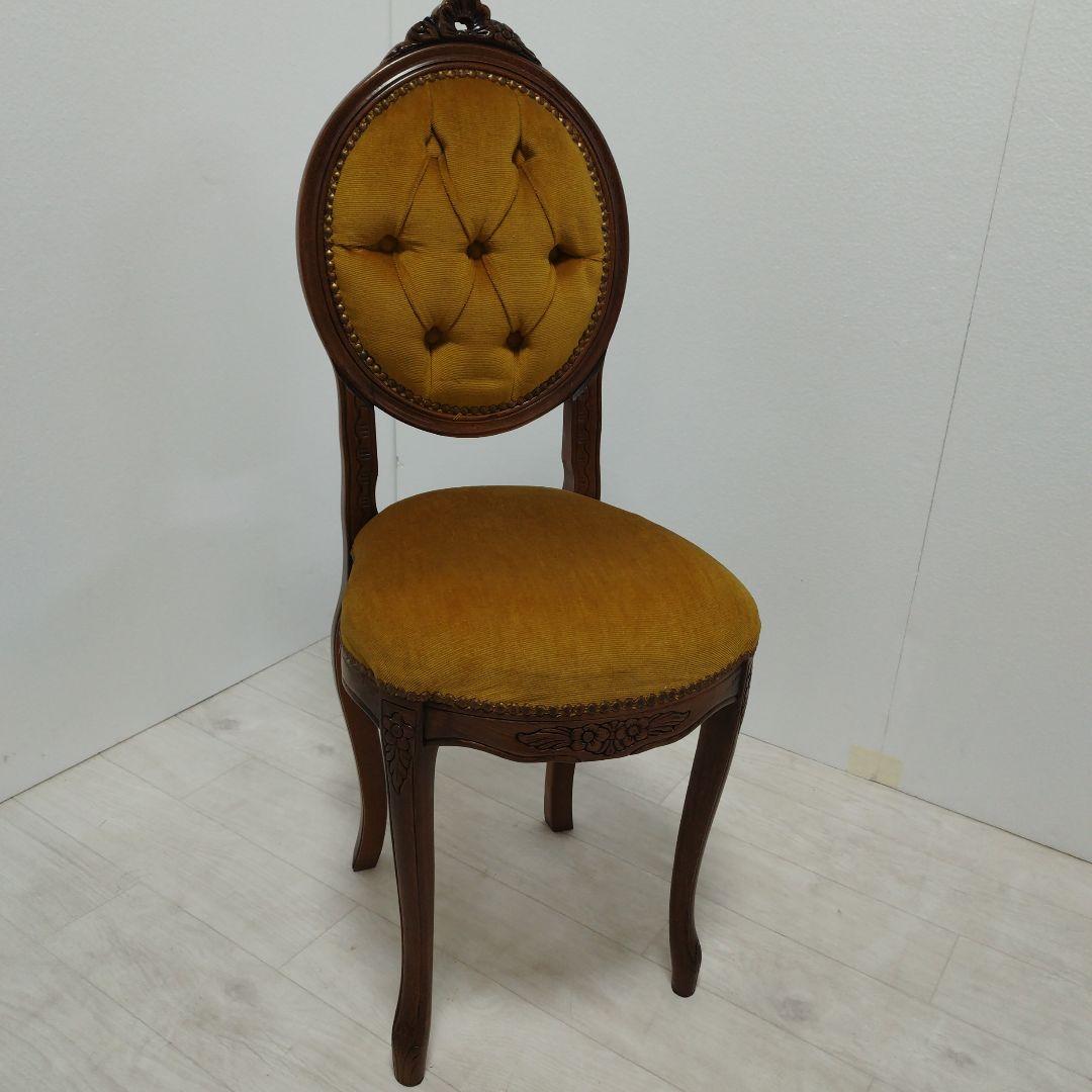 【引き取り歓迎】アンティーク調 ダイニングチェア 椅子 マスタード 猫足