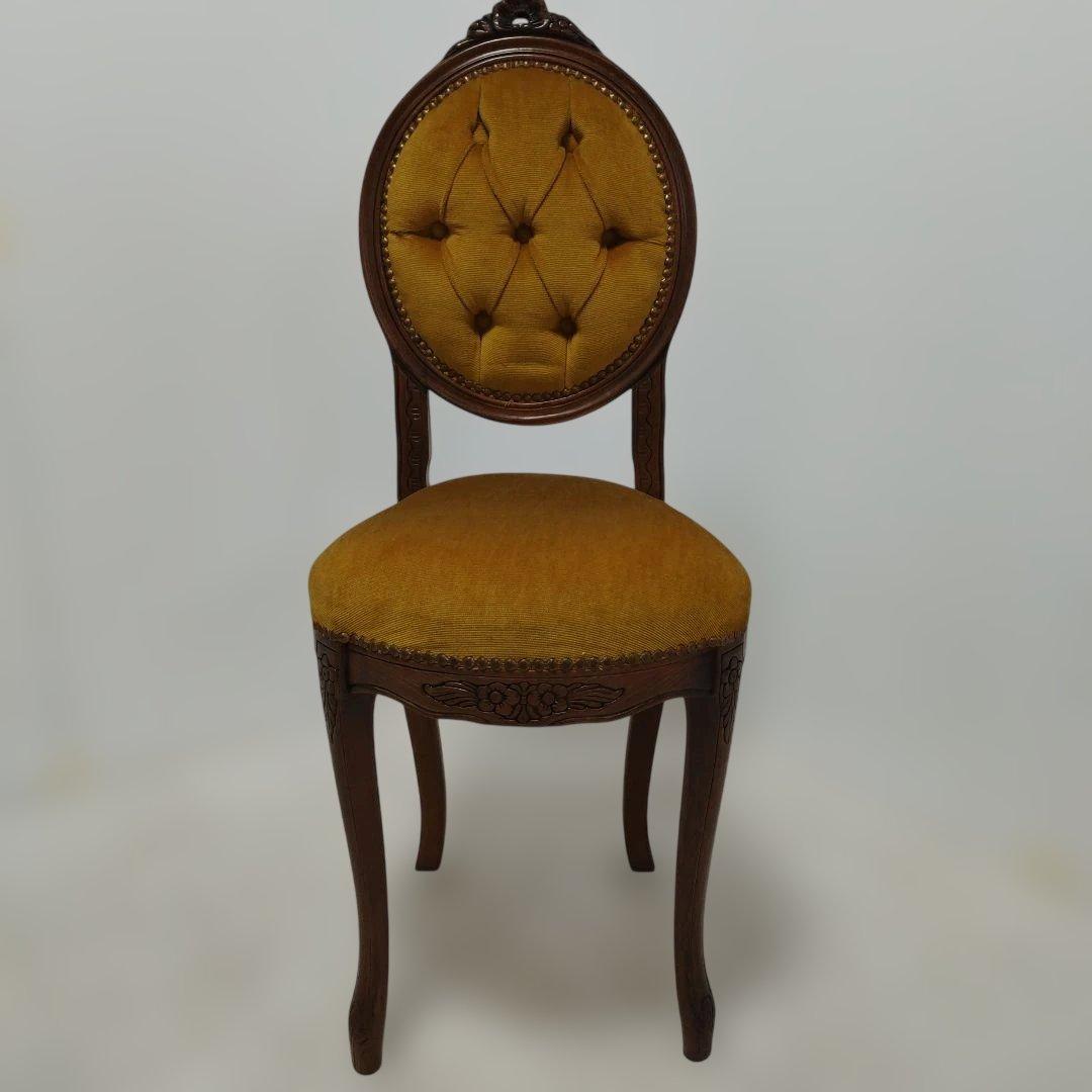 【引き取り歓迎】アンティーク調 ダイニングチェア 椅子 マスタード 猫足