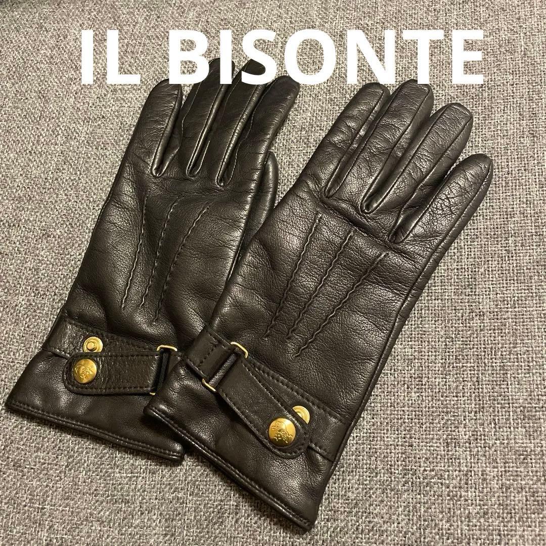 IL BISONTE レザー手袋 サイズ7 黒　革手袋