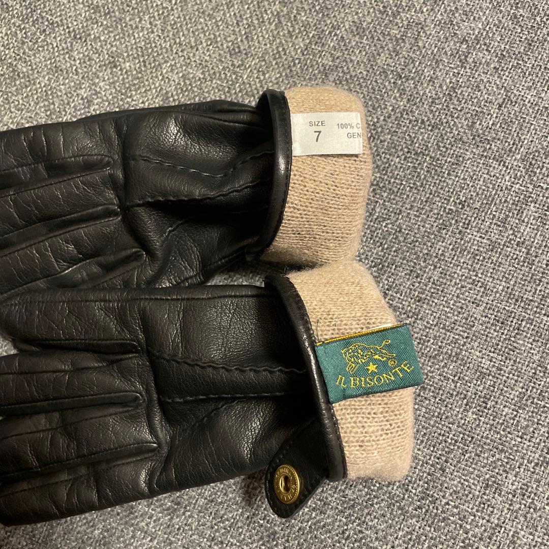 IL BISONTE レザー手袋 サイズ7 黒　革手袋