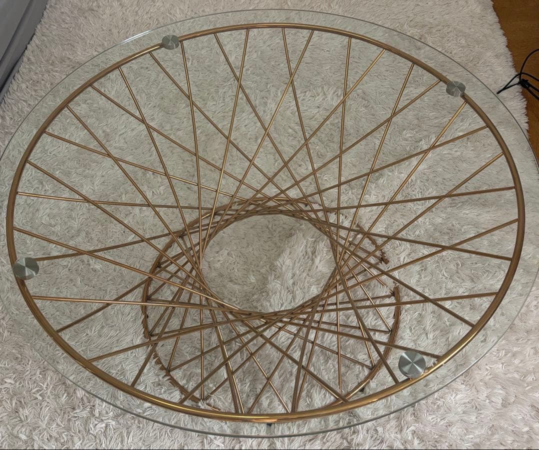 早い者勝ち！フランフラン ガラステーブル コーヒーテーブル クリア×ゴールド