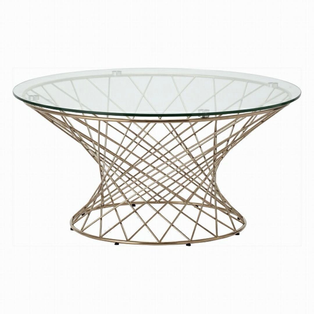 早い者勝ち！フランフラン ガラステーブル コーヒーテーブル クリア×ゴールド