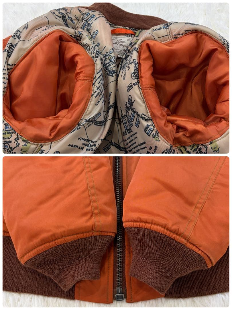 AVIREX MA-1 ボンバージャケットXL大きいサイズ ワッペン オレンジ