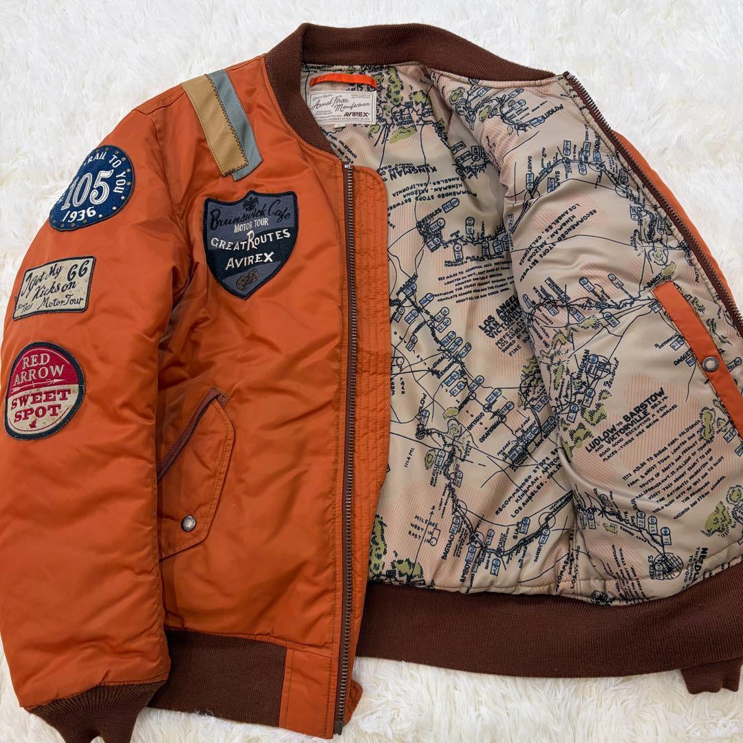AVIREX MA-1 ボンバージャケットXL大きいサイズ ワッペン オレンジ