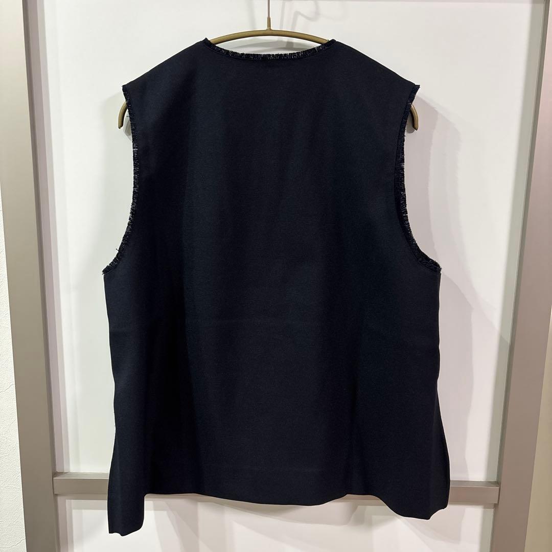 アワーホーム our 洗えるフリンジベスト　ダークネイビー