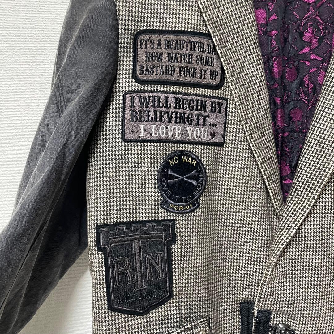 【極希少】ロエン 再構築テーラードジャケット ワッペン ドクロ タグ付き 46