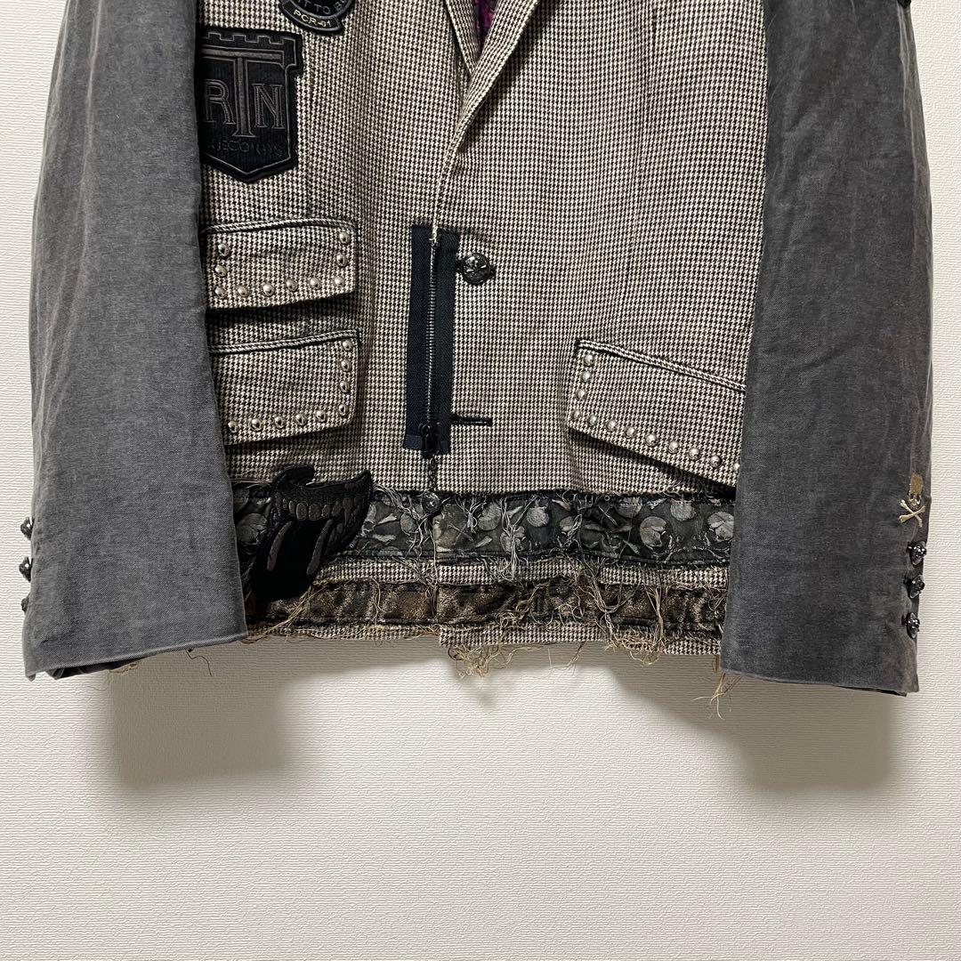 【極希少】ロエン 再構築テーラードジャケット ワッペン ドクロ タグ付き 46