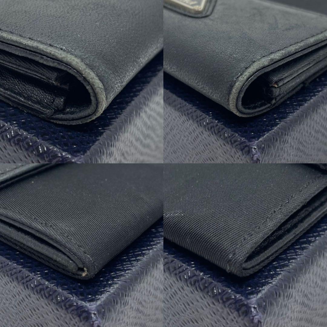 【美品】プラダ サフィアーノレザー テスートナイロン ケース 黒