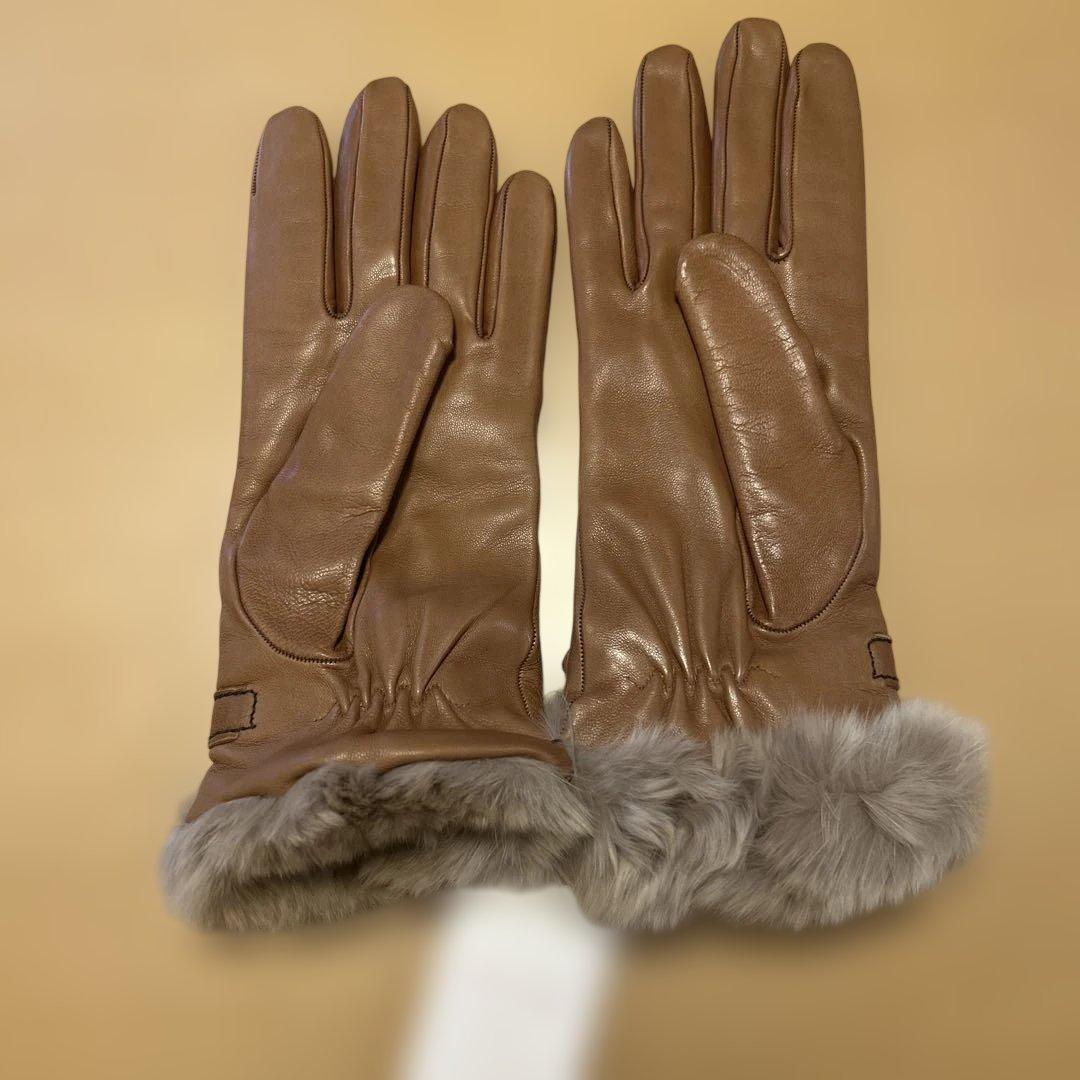 【新品未使用】Sermoneta gloves ブラウン 本革カシミヤ手袋