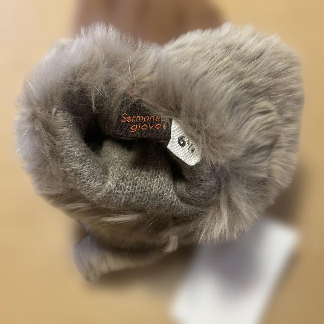 【新品未使用】Sermoneta gloves ブラウン 本革カシミヤ手袋
