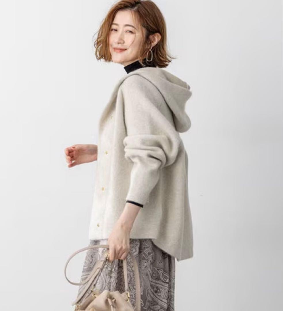 23区 【VERY掲載】ラクーンブレンドダブルフェイス ニット フーディー