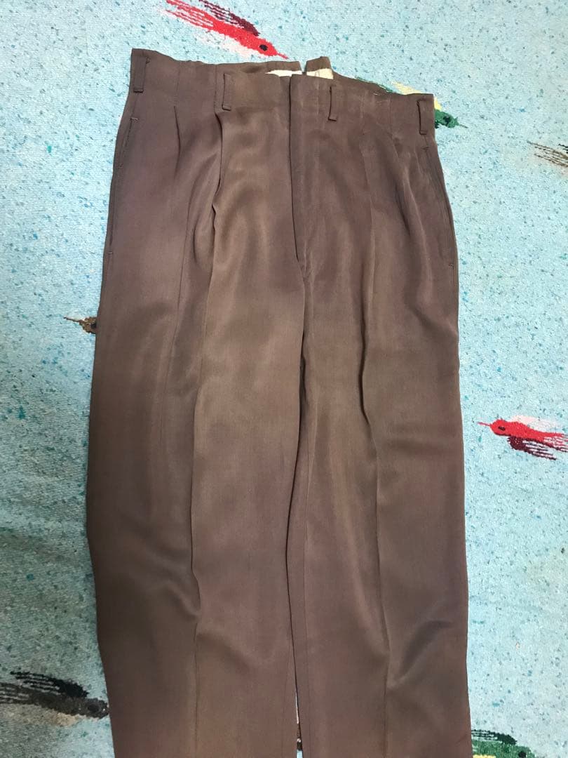 50s レーヨン ギャバジン スラックス フェード 茶 60s 2タック