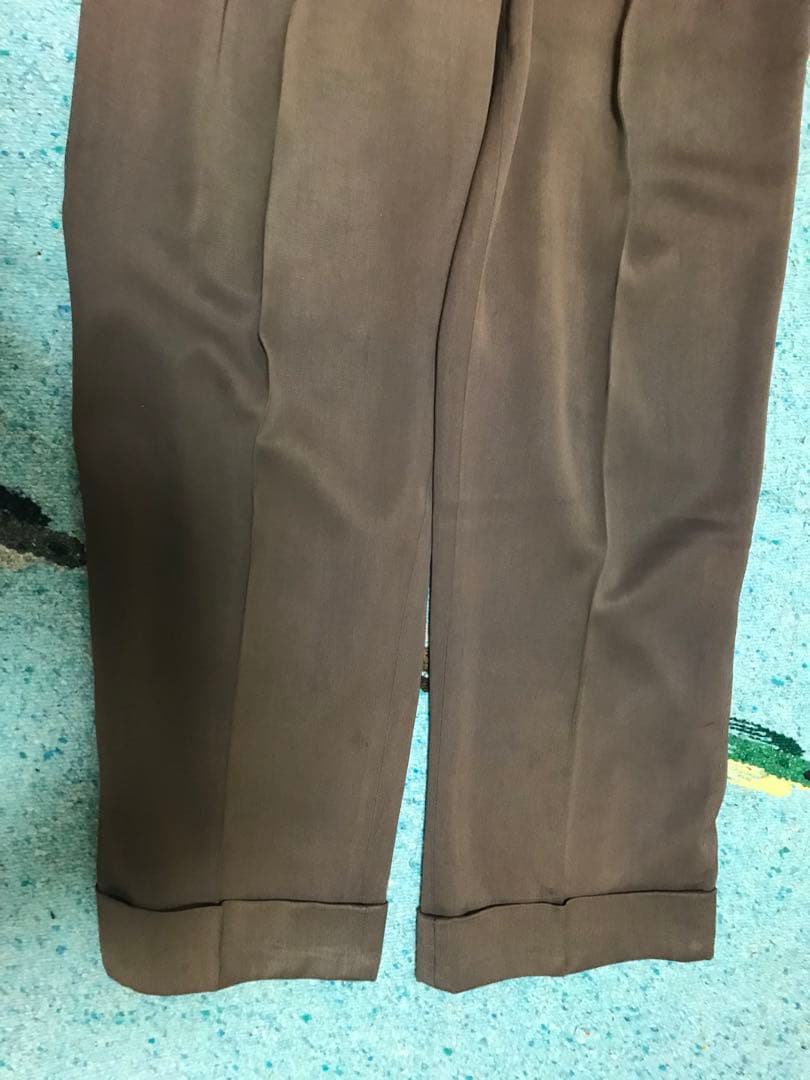 50s レーヨン ギャバジン スラックス フェード 茶 60s 2タック