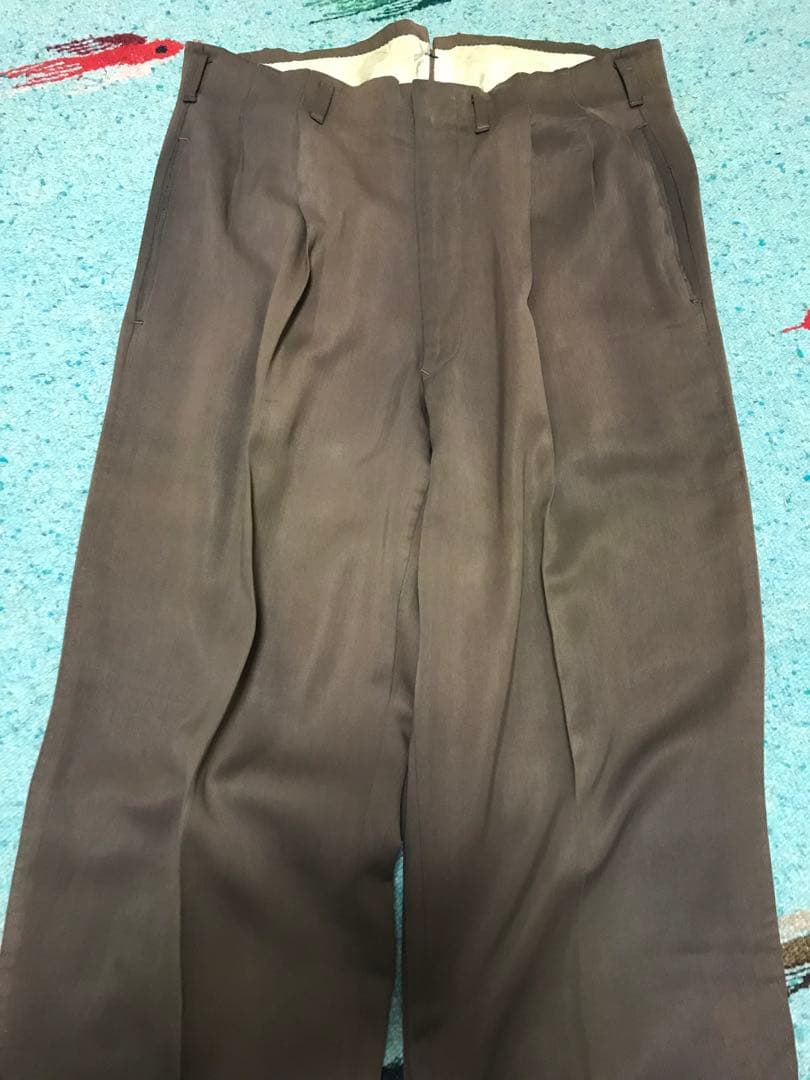 50s レーヨン ギャバジン スラックス フェード 茶 60s 2タック