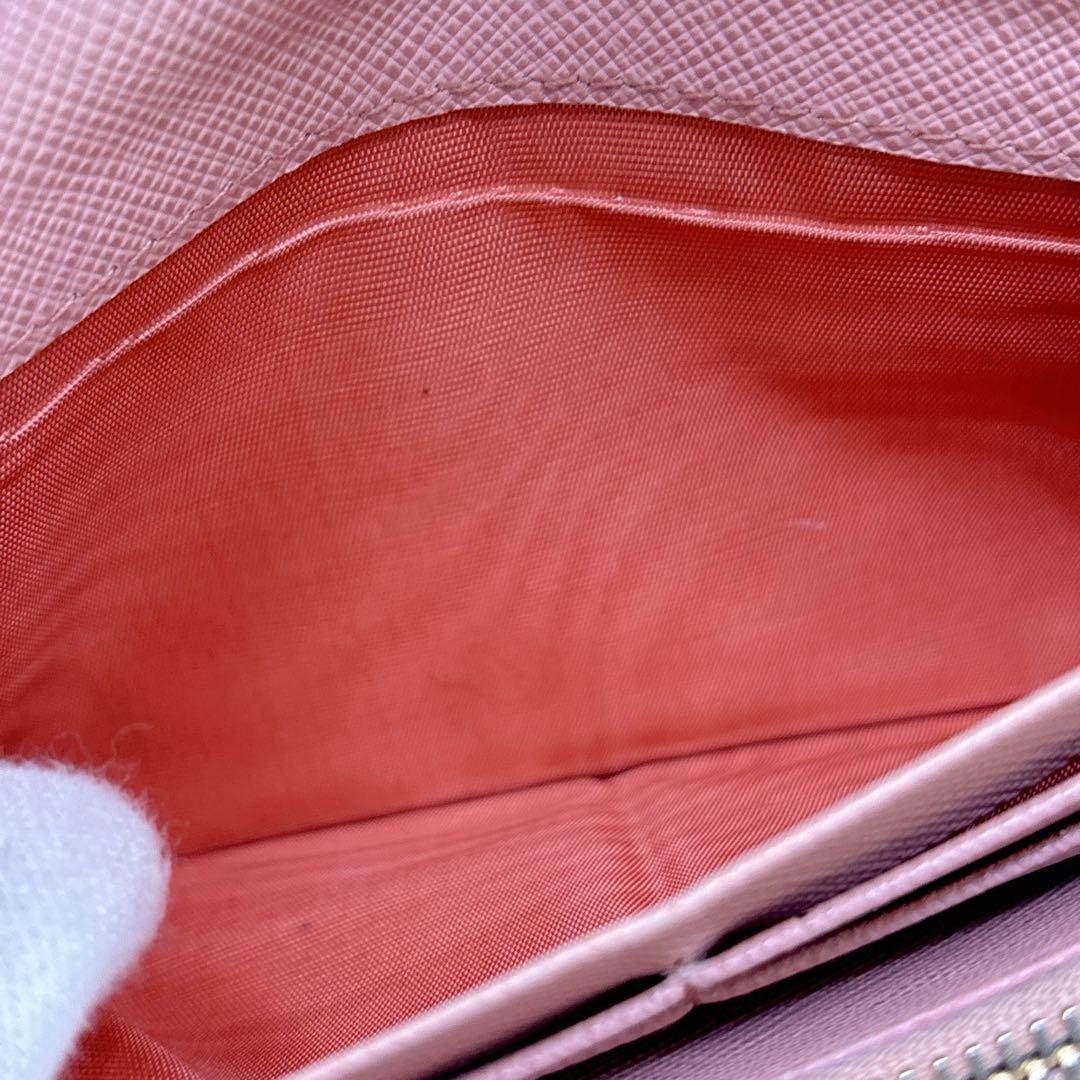 PRADA マルチカラー フラップ長財布 サフィアーノ ベージュ×ピンク