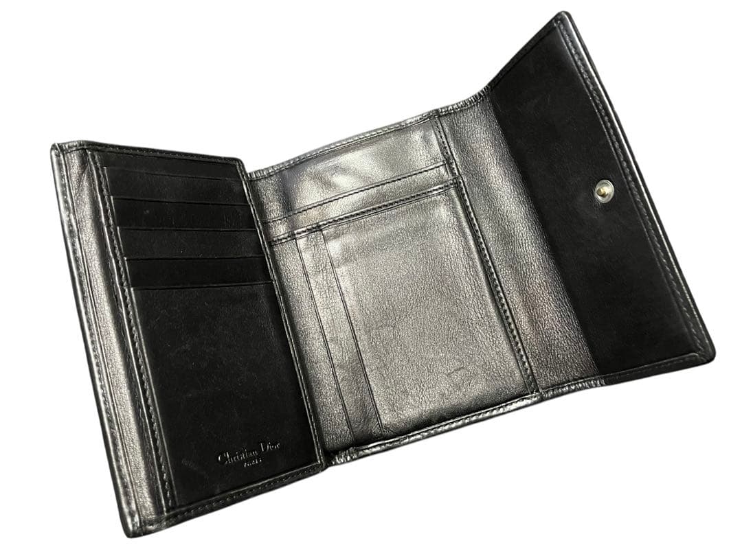 Christian Dior ディオール オブリーク 3つ折り財布 トロッター黒