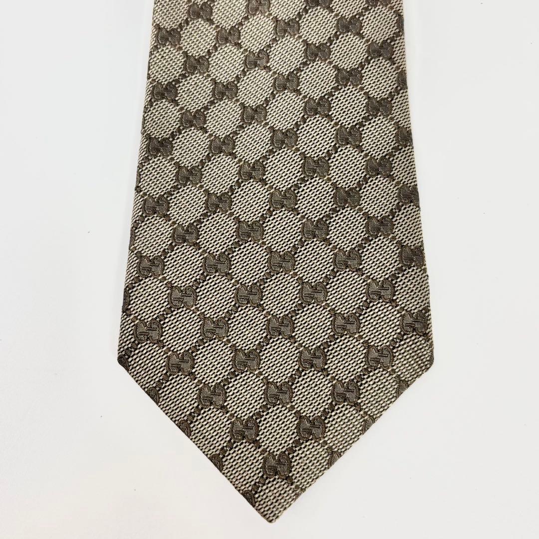 美品 グッチ ネクタイ ハイブランド GG柄 インターロッキング シェリーライン