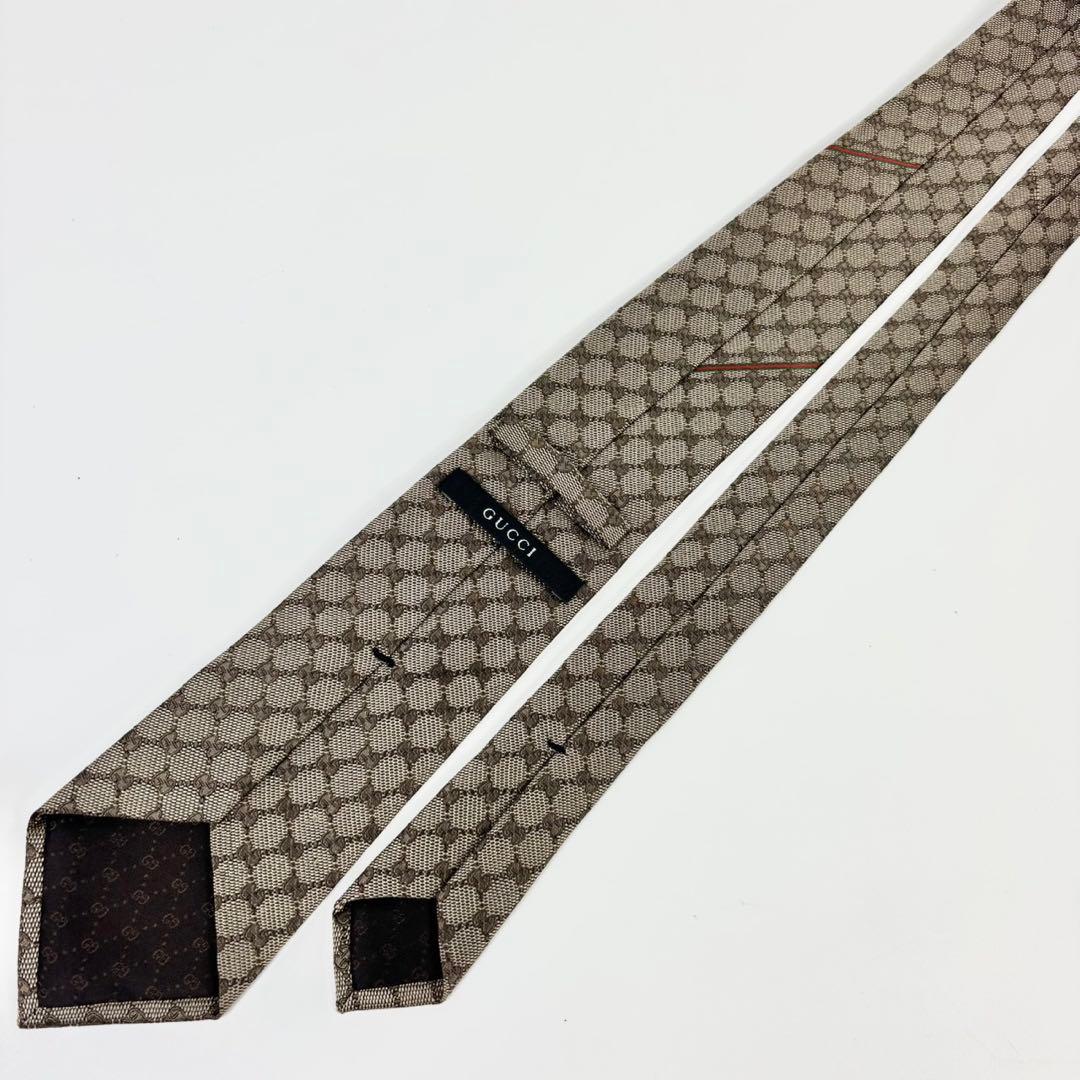 美品 グッチ ネクタイ ハイブランド GG柄 インターロッキング シェリーライン