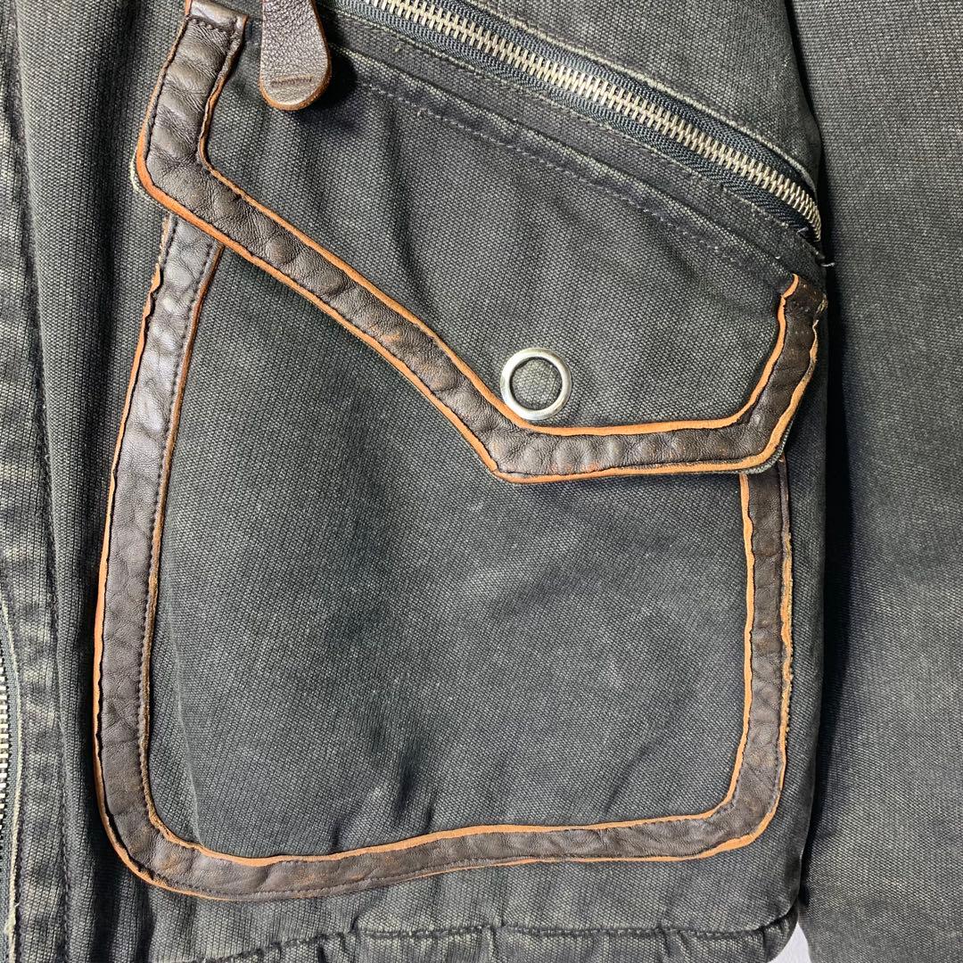 00s avirex フライトジャケット L 襟羊毛ボア 中綿 レザー ブラック