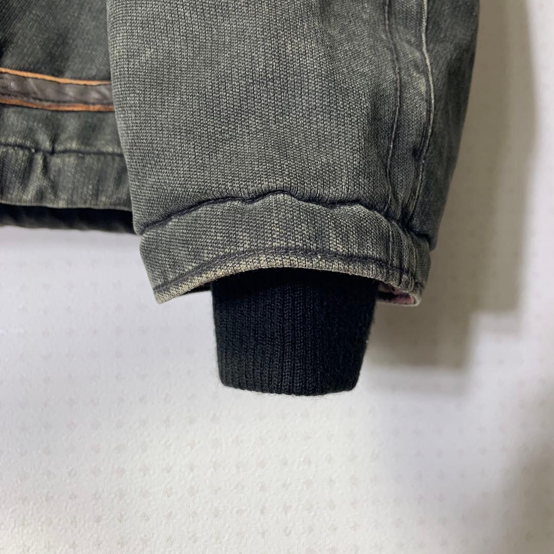 00s avirex フライトジャケット L 襟羊毛ボア 中綿 レザー ブラック