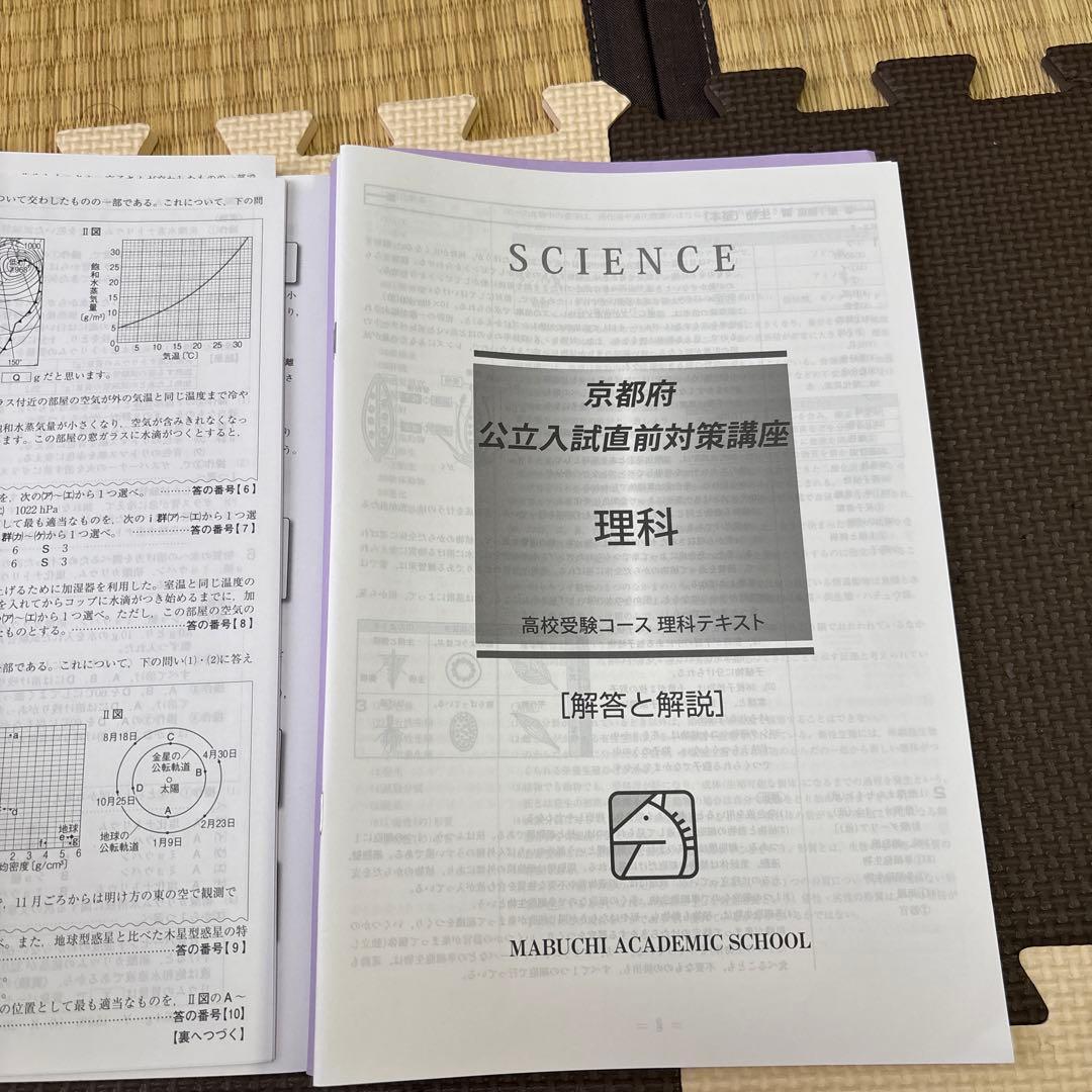 京都府公立高校入試直前対策テキストセット　馬渕教室　英国理社数