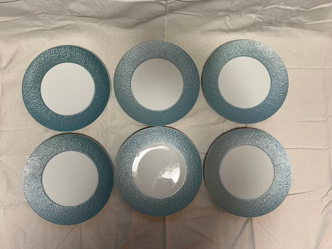 美品RAYNAUDレイノーミネラルスカイブルー プレート27cm6枚セットF41