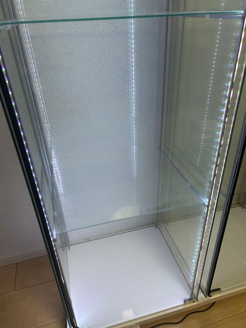【moon】IKEA DETOLF ガラスケース ホワイト ライト付き