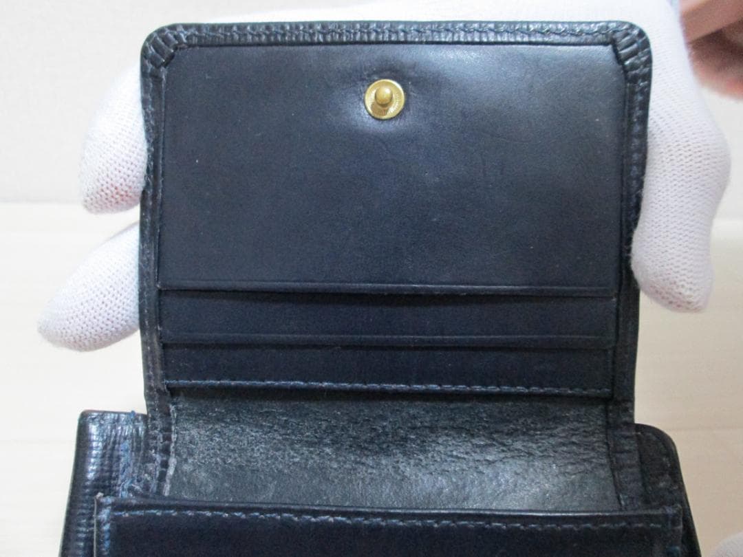 GLEN マネークリップ エンボス ダークブルー 小銭入れ付き