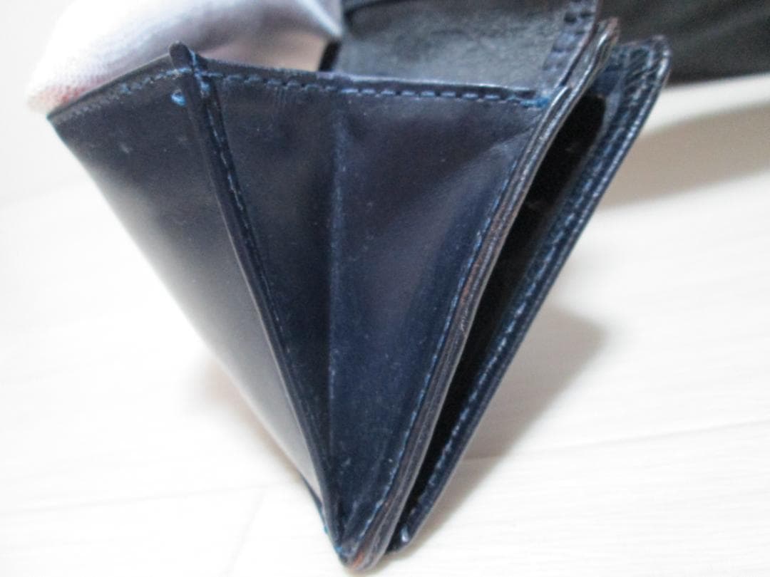 GLEN マネークリップ エンボス ダークブルー 小銭入れ付き