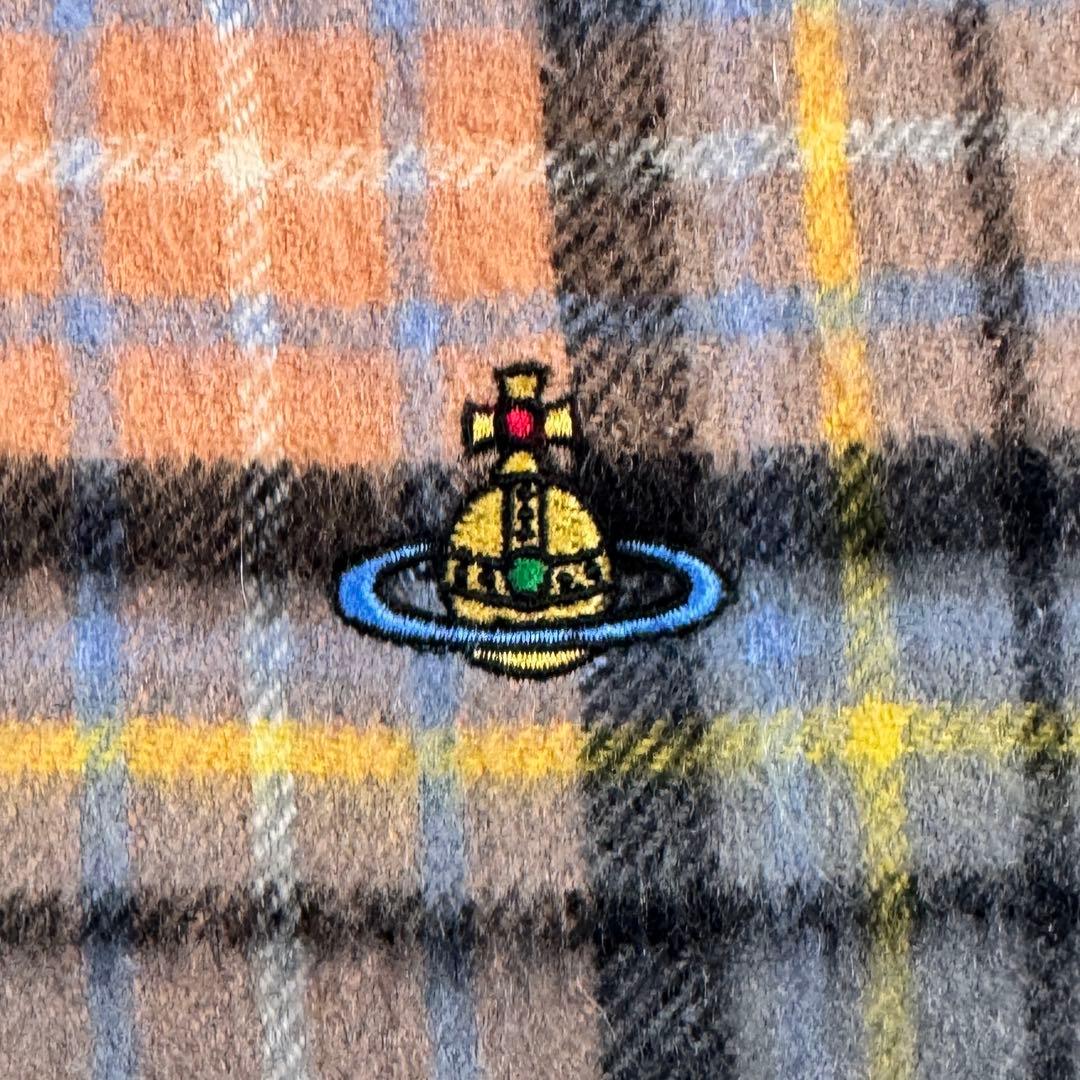 美品✨ヴィヴィアンウエストウッド マフラー オーブ刺繍 ロゴ カシミヤ 大判