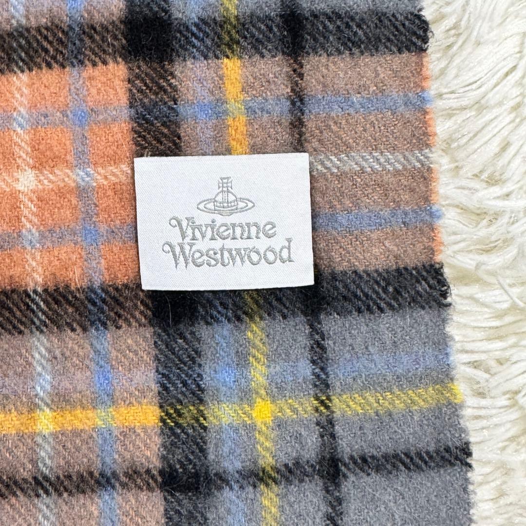 美品✨ヴィヴィアンウエストウッド マフラー オーブ刺繍 ロゴ カシミヤ 大判